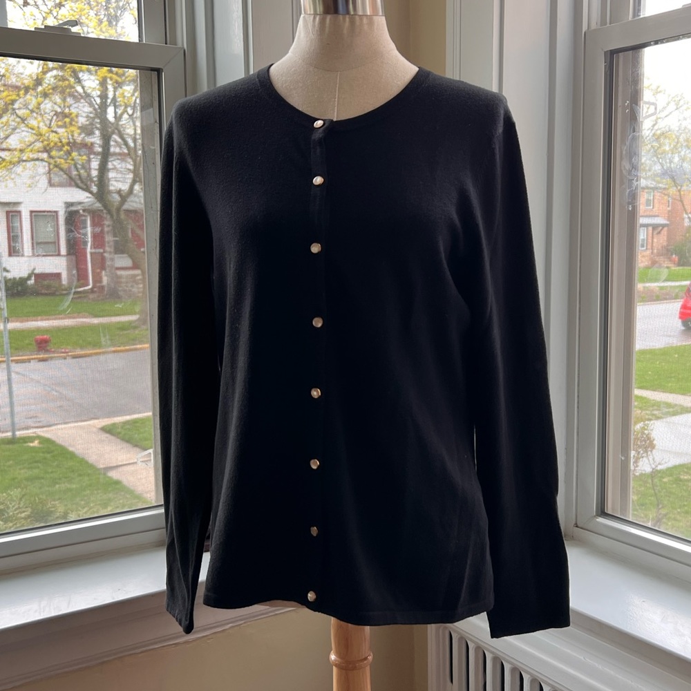 J.McLaughlin black cotton blend cardigan, size Large